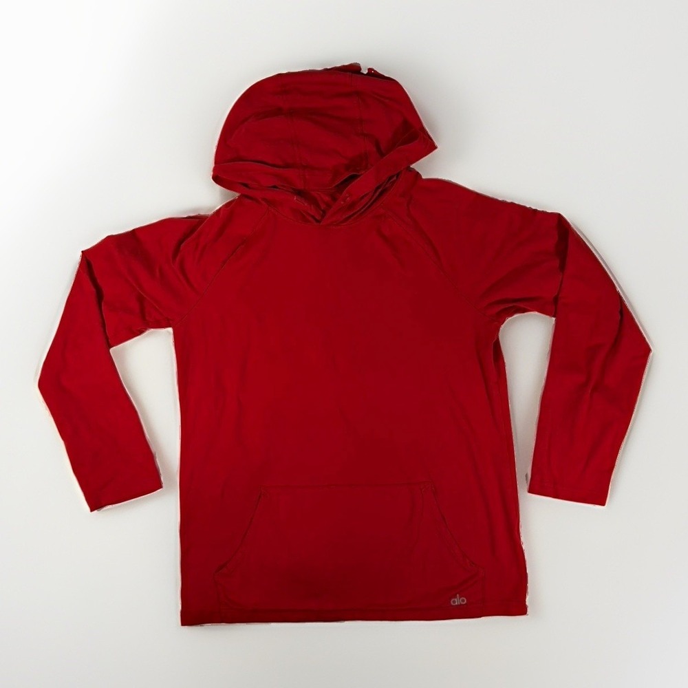 Alo Women's Red XS Pullover Hoodie Sweatshirt Kangaroo Pocket Long Sleeve